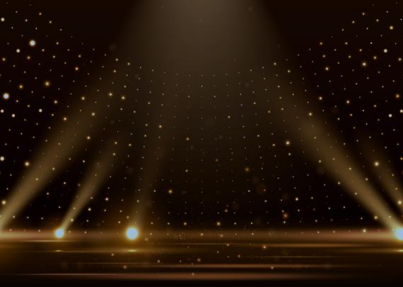 Gold lights rays scene background in vector